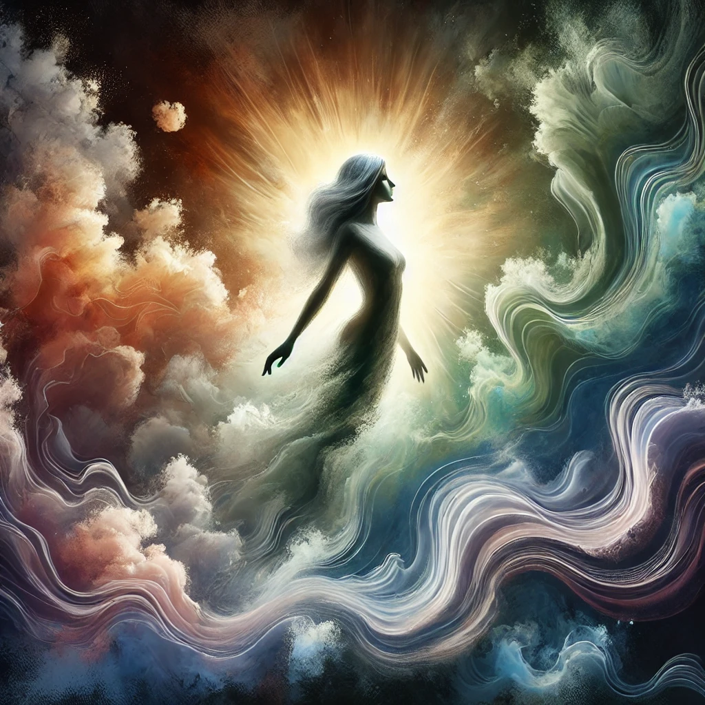 Femme retrouvant son calme et son bien-être après avoir repris le contrôle de son espace mental, symbolisé par une lumière apaisante.