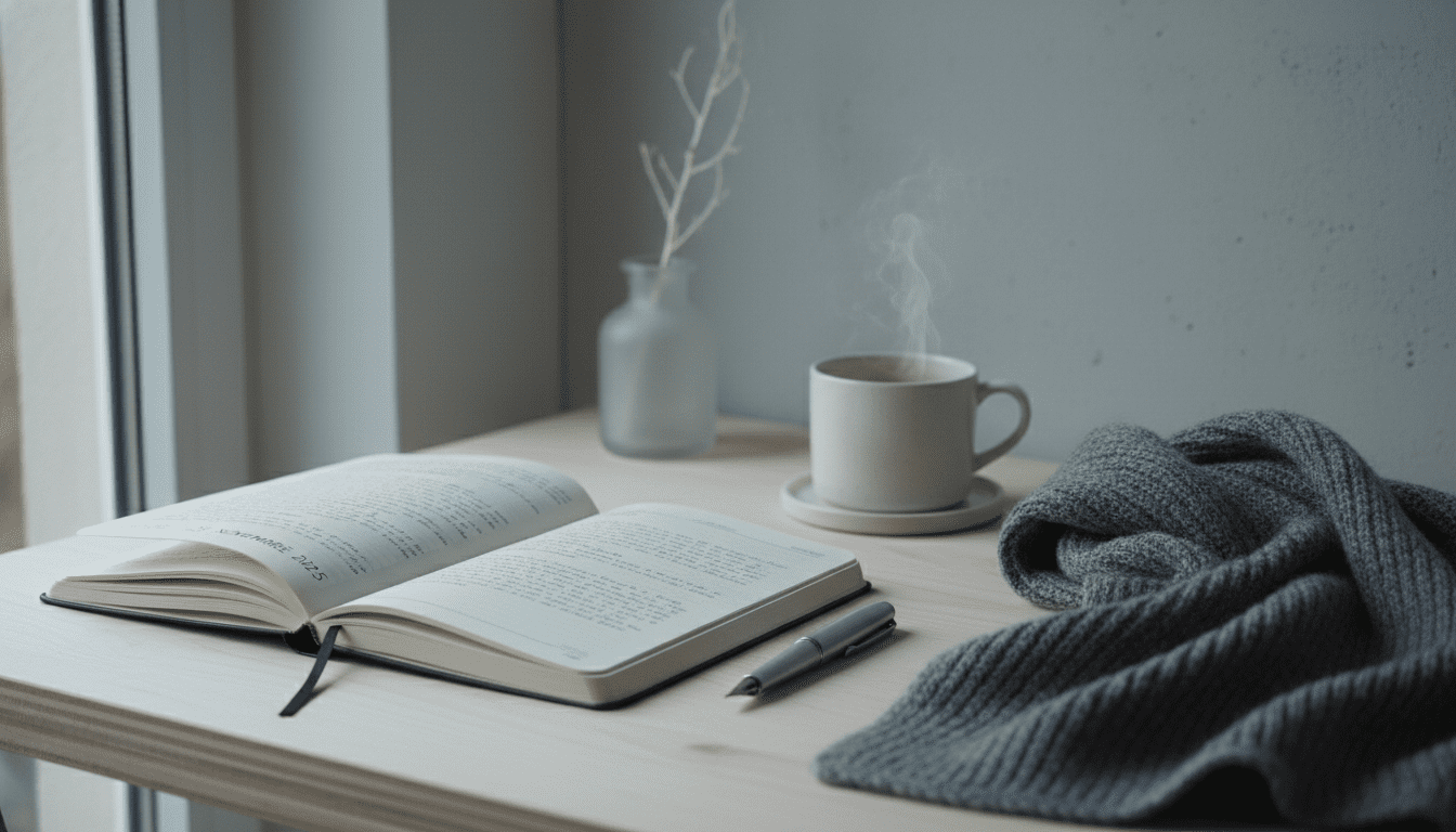 bureau épuré avec journal ouvert daté du 25 novembre 2025