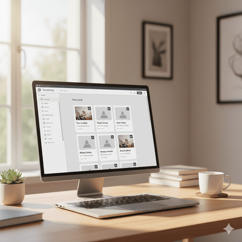 Écran d'ordinateur affichant un tableau de bord WordPress