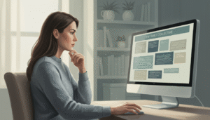 femme devant un ordinateur lisant un forum