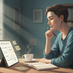 personne réfléchissant devant un tableau de croyances