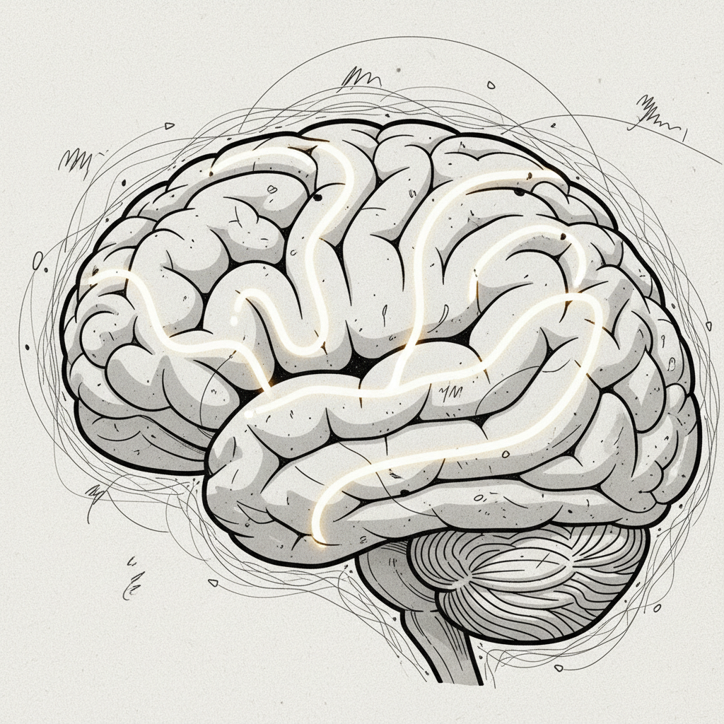 Illustration d'un cerveau humain stylisé en profil
