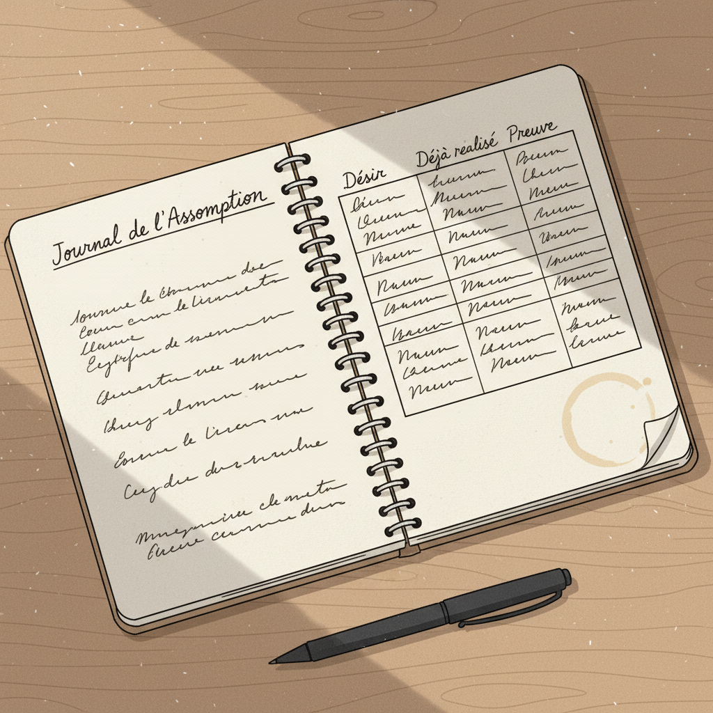 Illustration d'un journal intime sur une table en bois