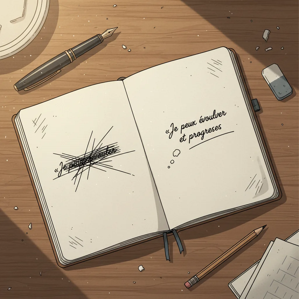 Notebook ouvert avec phrases écrites