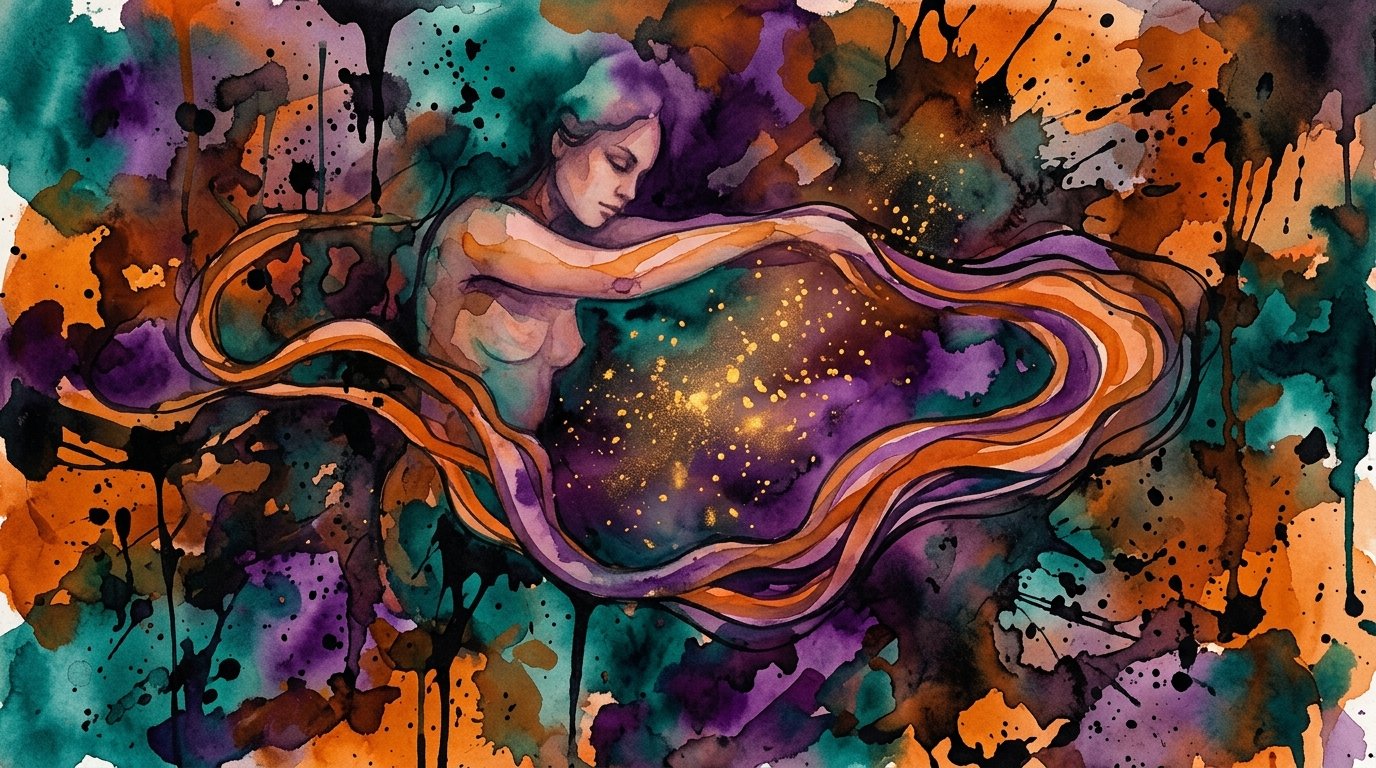 Femme — encre et pigments vibrants