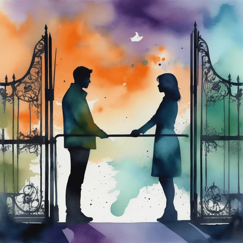 Silhouettes d'un homme et d'une femme face à face devant une barrière, symbolisant la mise en place de limites dans une relation toxique