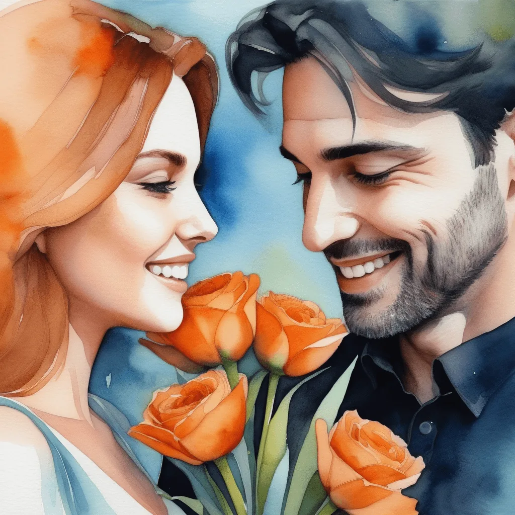 Un couple souriant tenant des roses, représentant la transition vers une relation saine et équilibrée.