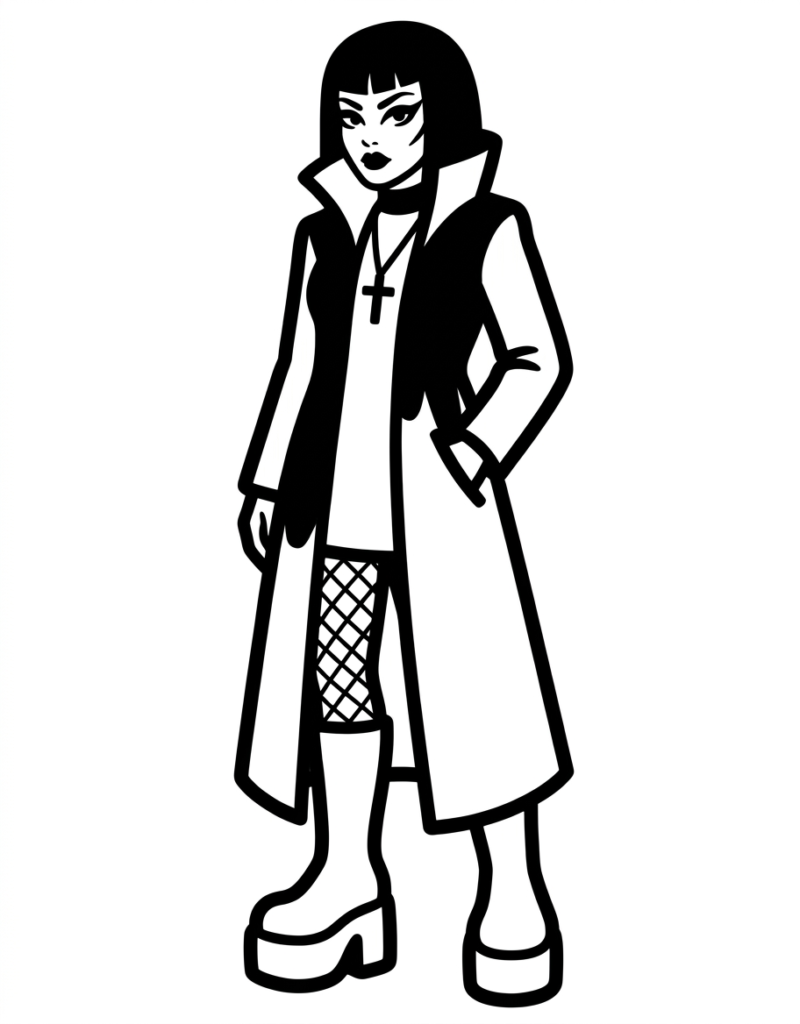 Coloriage style gothique urbain Cyber Goth