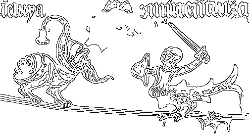 Chevalier-poisson Bréviaire Renaud de Bar - line-art OpenCV