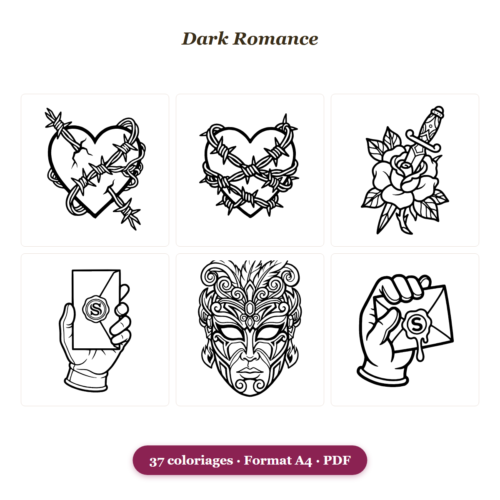 Pack 37 coloriages Dark Romance