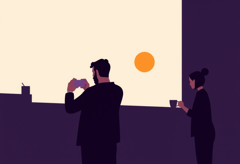 Illustration : il photographie, elle est hors cadre