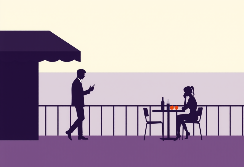 Illustration : il part, la laisse seule assise