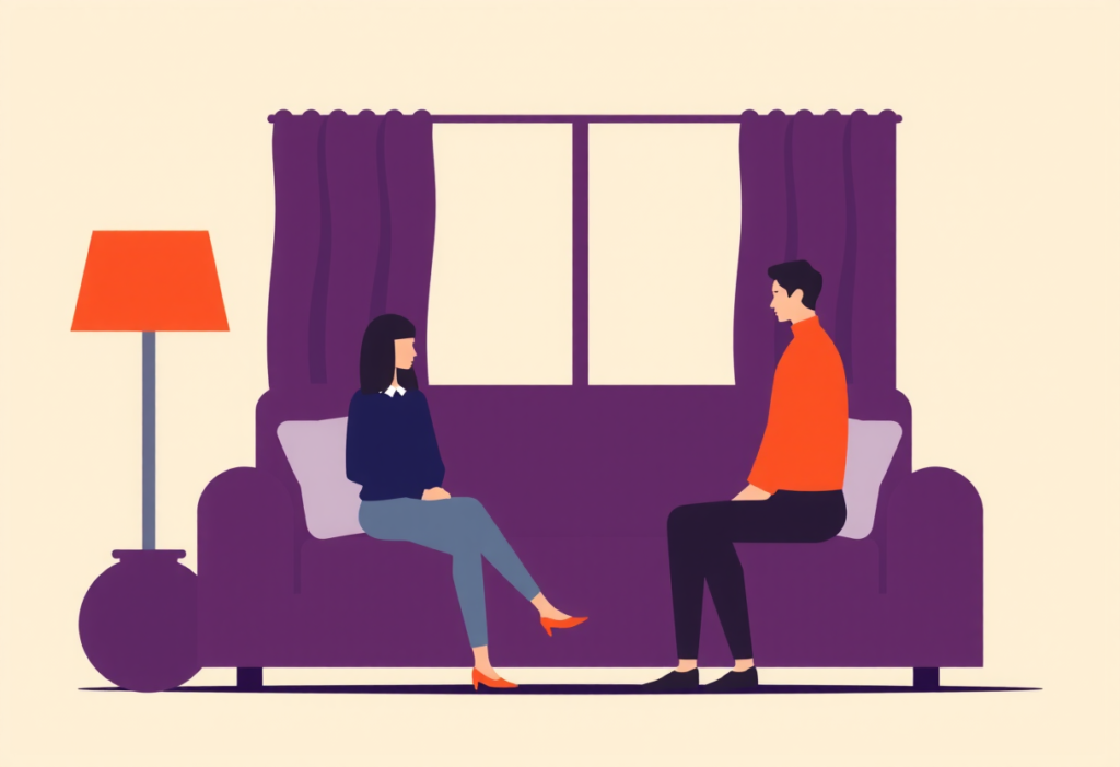 Illustration : son regard glisse, il evite