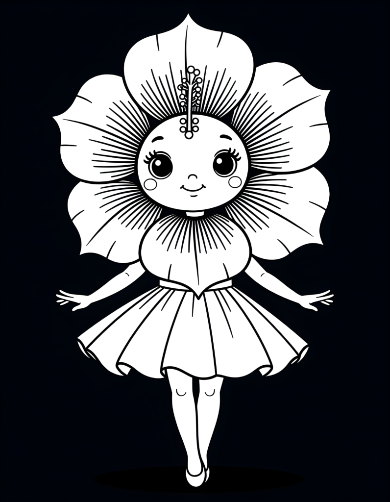Coloriage fleur au diadème floral à imprimer