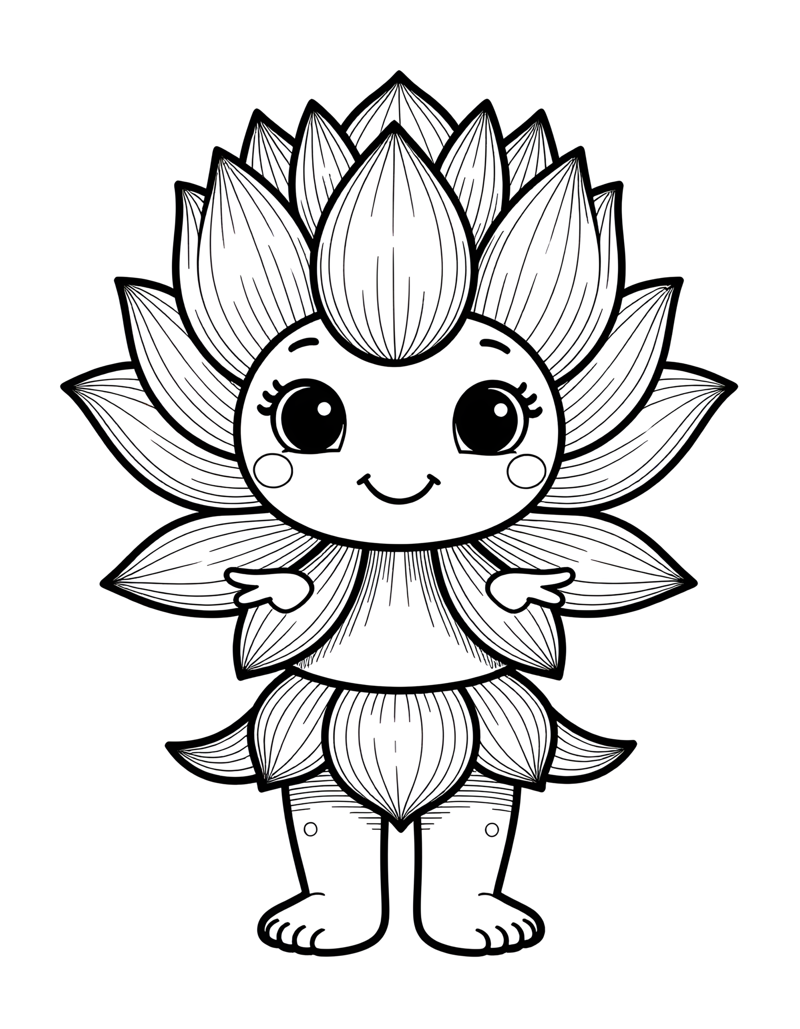 Coloriage fleur humanoïde — Lotus