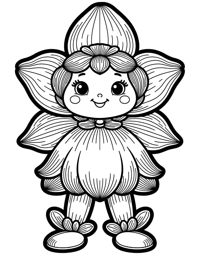 Coloriage fleur au pétale central à imprimer