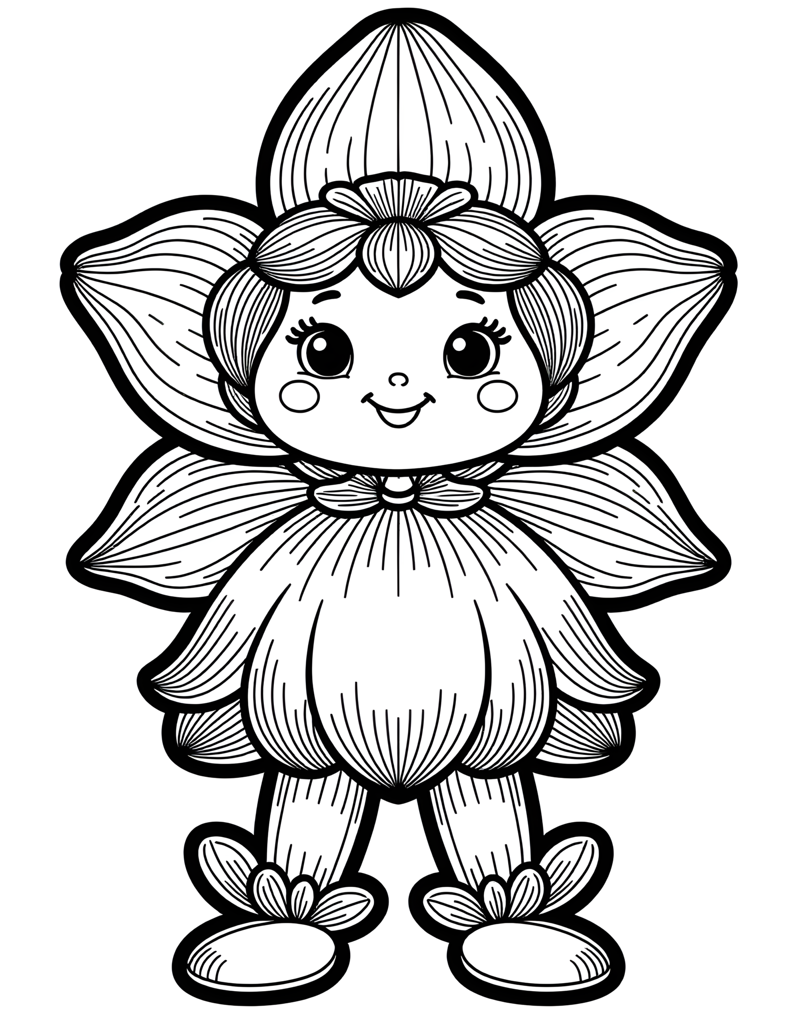 Coloriage fleur humanoïde — Orchidée