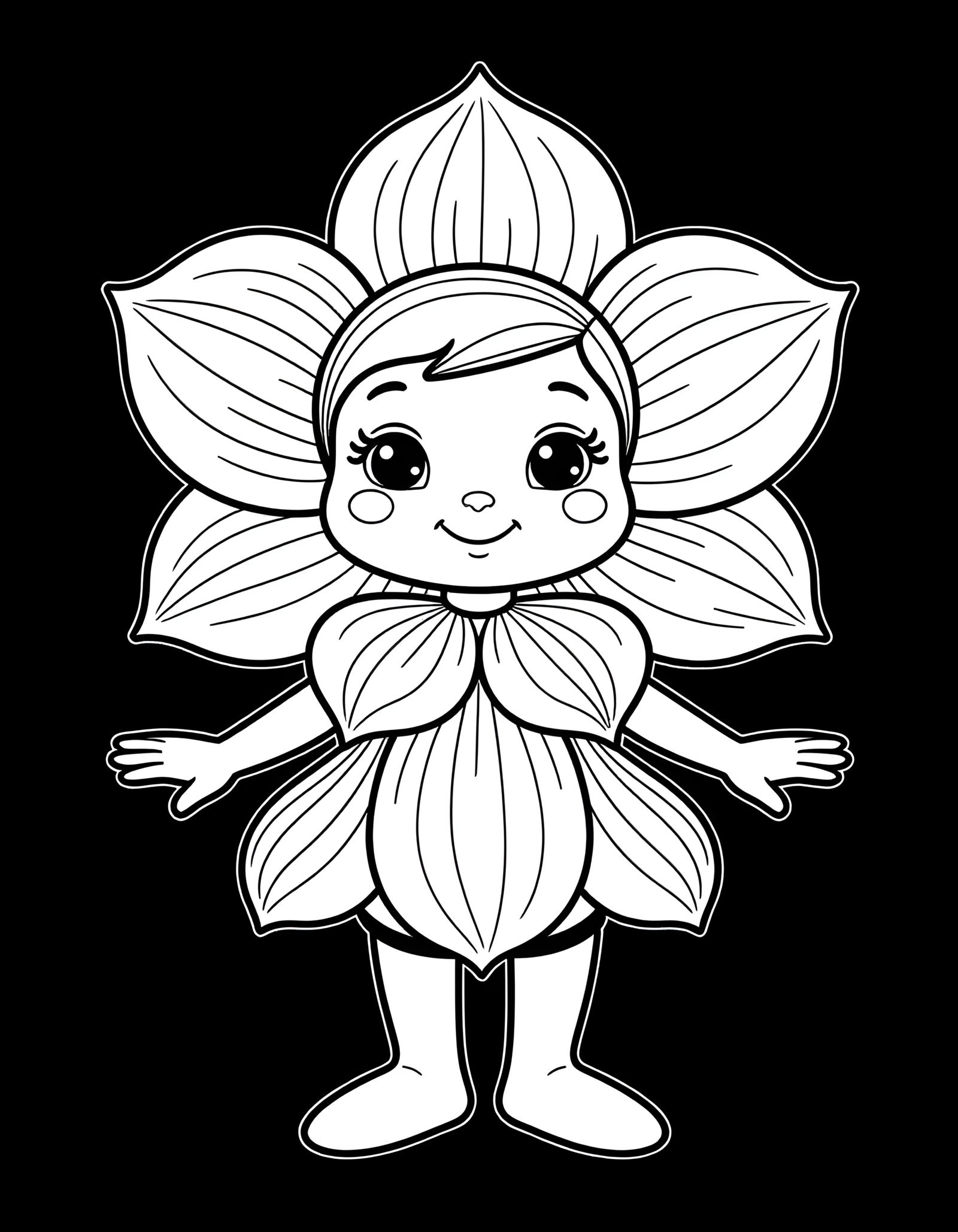 Coloriage fleur humanoïde — Orchidée