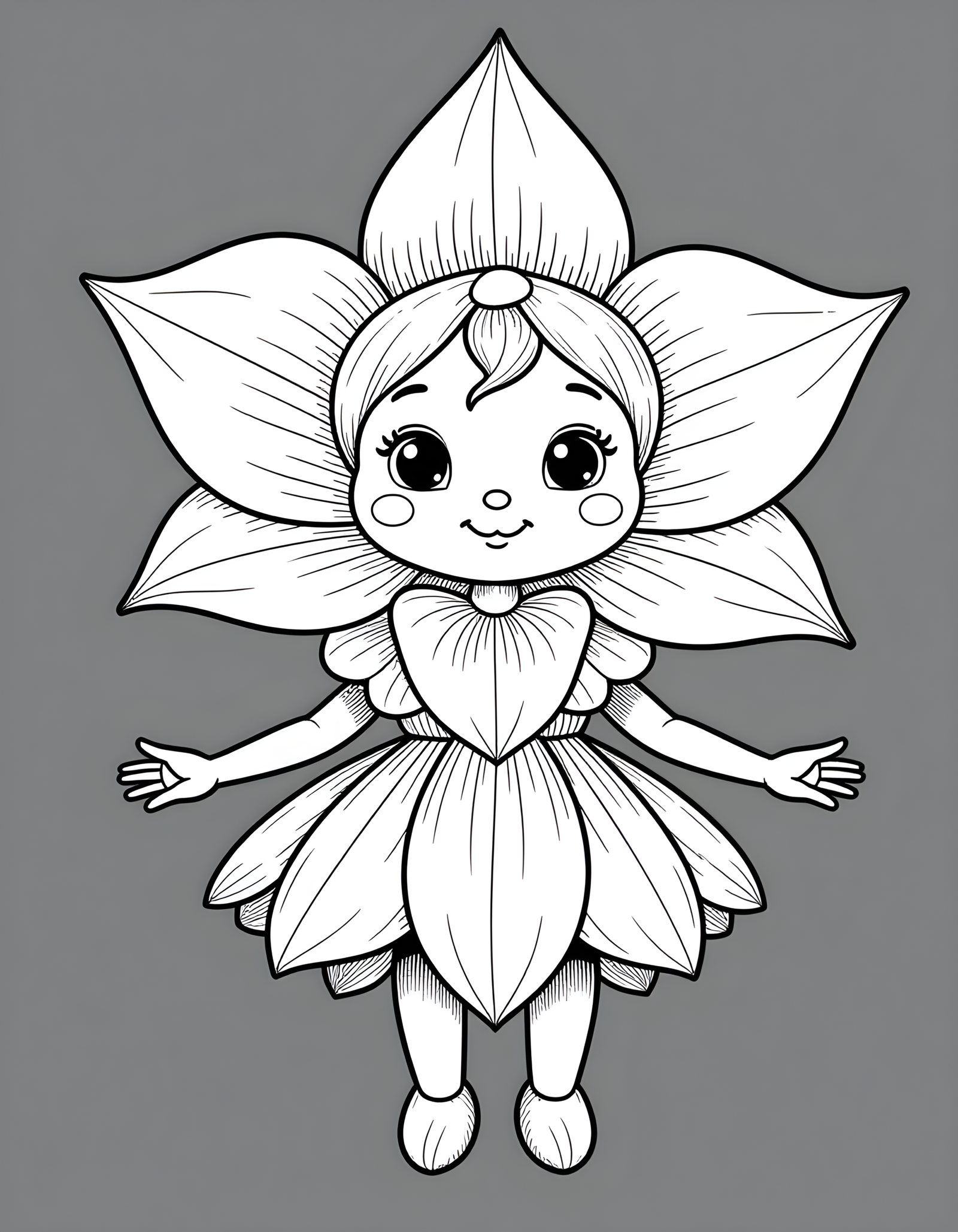 Coloriage fleur humanoïde — Orchidée